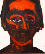 ©  Kourosh Bahar | selfpt in orange, 12/97, acrylic/paper, 17x14"