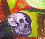 ©  Kourosh Bahar | skull & field, 10/98, acrylic/paper, 12.25 x 14.25"