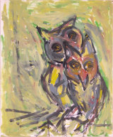 © Kourosh Bahar | owls I, 3/2002, oil/paper, 17x14"