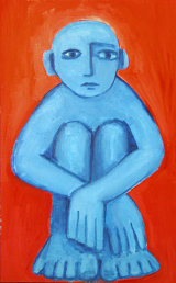 ©  Kourosh Bahar | blue boy, 1996, acrylic/paper, 28.25 x 17"