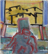 ©  Kourosh Bahar | burden, 2014, oil on wood, 5 3/8 x 4 3/4"  by  3/4" thickness