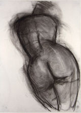 ©  Kourosh Bahar | female nude back, 1994, charcoal/paper, 24x18"