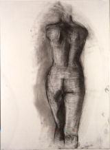 ©  Kourosh Bahar | tall female nude back, 1995, charcoal/paper, 24x18"