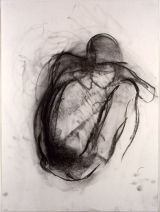 ©  Kourosh Bahar | squatting figure, 1995, charcoal/paper, 24x18"