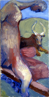 © Kourosh Bahar | man w bull, 1995, oil/panel