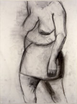 ©  Kourosh Bahar | nude wrapped waiste, 1995, charcoal/paper, 24x18"