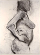 ©  Kourosh Bahar | nude hand on waiste profile, 1995, charcoal paper, 24x18"