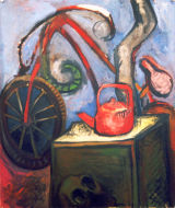 ©  Kourosh Bahar | skull and bicycle, 1997, oil/canvas, 36x30"