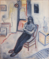 © Kourosh Bahar | hadi in my studio, 1998, oil / cut canvas, 20 x 16.5"