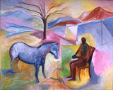 © Kourosh Bahar | man and horse [transitional], 1998, oil/canvas, 24x30"