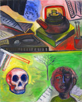 ©  Kourosh Bahar | skull & kettle, 1999, oil/canvas, 30x24"