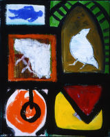 ©  Kourosh Bahar | fragments, 2000, oil + newsprint / canvas, 30x24"