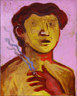 ©  Kourosh Bahar |  smoker, 2002, oil/canvas, 20x16"