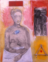 ©  Kourosh Bahar | Talisman, 2002, acrylic+graphite+cloth+wood+paper / canvas, 30x24"