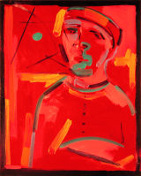 © Kourosh Bahar | red man with green sun, 2002, oil/canvas, 20x16"