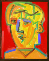 ©  Kourosh Bahar | yellow man on red, 2002, oil/canvas, 20x16"