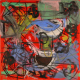 ©  Kourosh Bahar |  Red i, 2003, oil+charcoal / canvas, 24x24"