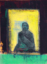 ©  Kourosh Bahar | man with raised hand, 2012, oil/cardboard, 5.25 x 4"