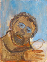 ©  Kourosh Bahar | calling, 2012, acrylic, oil / postcard, 6.5 x 5"