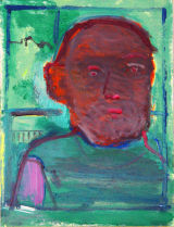 ©  Kourosh Bahar | Q, 2012, acrylic, oil / postcard, 6.5 x 5"