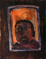 ©  Kourosh Bahar | commuter, 2012, oil, acrylic / postcard, 6h x 5"