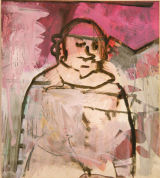 ©  Kourosh Bahar | man in robe, 2012, acrylic, oil / postcard, 5.5x5"