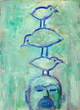 ©  Kourosh Bahar | bridshead II, 2013, oil/wood, 11.75 X 8.75" by 1/2" deep