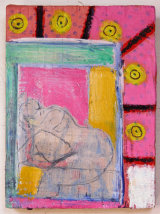 ©  Kourosh Bahar | small figure in mirror, 2002./2015, oil, tempera & pencil on wood, 4.75 x 3.5"
