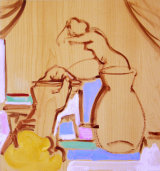 © Kourosh Bahar | artist & model #3 [wood], 2015, oil/wood, 11x10.5"