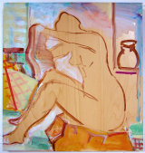 ©  Kourosh Bahar | figure / sitting nude, 2015, oil/wood, 11x10.5"