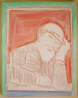 © Kourosh Bahar | auto-portrait viii, 2016, oil+pencil/canvas, 10x8"