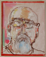 © Kourosh Bahar | self-portrait ii, 2016, oil+pencil/canvas, 10x8"