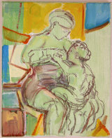 © Kourosh Bahar | Suckling aft Reni-Carracci, 2016, oil+pencil / canvas, 10x8"