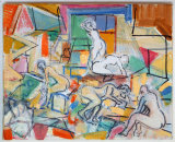 © Kourosh Bahar  |  bathers, 2016-2018, pencil, marker & oil on canvas, 8x10"