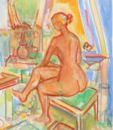 KB2022- Artist & Model w Red Bird - 20x16x0.75 - OilCan - 1.2 LB =IMG 1177~PvTmExy~Cp1=DET1