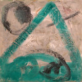 © Kourosh Bahar | Jonah, 2002, oil+newsprint/canvas, 12x12"