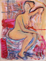 ©  Kourosh Bahar | variation I  [Rubens bathsheba], 2003, oil+charcoal / cardboard,  20x15"