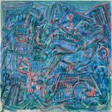 KBahar2003-2004 - blue nude & landscape - oil can - 18x18x0.75 - 1.4 LB =SatCy~Ct