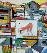 © Kourosh Bahar | red sun, 2011, oil/wood, 13.5 x 12" by 1/4" thickness