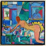 © Kourosh Bahar | view, 2011-13, oil + ink + masking tape/canvas, 12x12" by 3/4" thickness