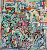 © Kourosh Bahar | the garden / flower bed, 2014, oil/wood, 15.5 x 14.5" by 1/2" in thickness