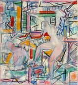 © Kourosh Bahar | interior with two figures / twins, 2013-2015, oil/canvas, 13x12" by 3/4" thickness