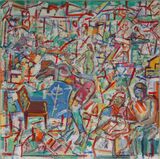 © Kourosh Bahar | Oasis of the Mind / Cycles, 2014-15 / Reworked in 2023, oil / canvas, 18x18x0.75"