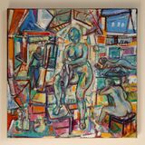 KouroshBahar 2023,2016-2014,2004 - Artist & His Models ~ Bishoff Nude - 18x18x0.75 - 1.7 LB =IMG 1644~Pv~BtCtExy SatCy~Cp1