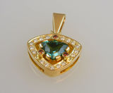 Tourmaline - Diamond - Ruby Pendant
