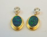 Black Opal & Diamond Earrings