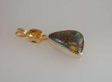 Boulder Opal & Yellow Beryl Pendant in Gold & Silver