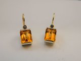 Citrine & Sapphire Earrings in Silver & 14k Gold