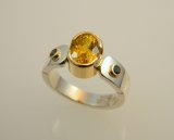 Citrine & Sapphire Ring in silver & 14k gold
