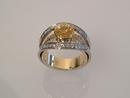 Split Shank White Gold Ring with Yellow Sapphire